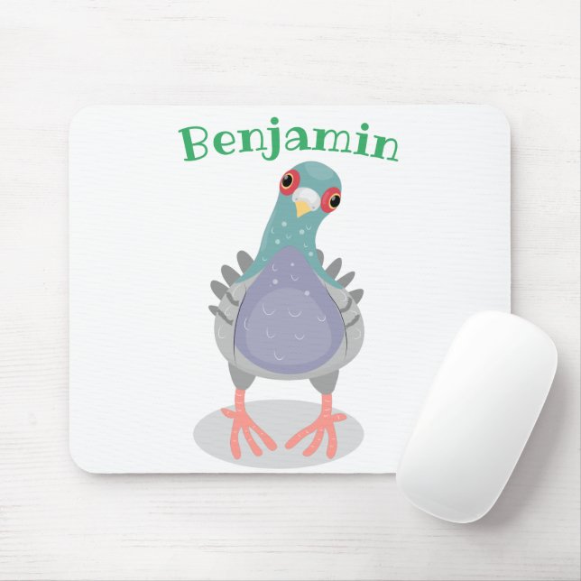 Funny neugierig Taube Cartoon Illustration Mousepad (Mit Mouse)
