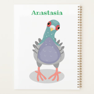 Funny neugierig Taube Cartoon Illustration Planer