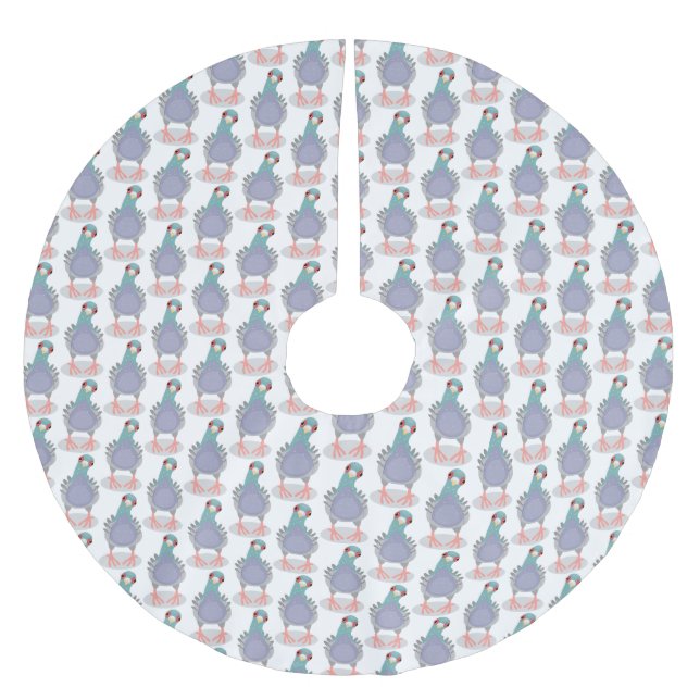 Funny neugierig Taube Cartoon Illustration Polyester Weihnachtsbaumdecke (Vorderseite)