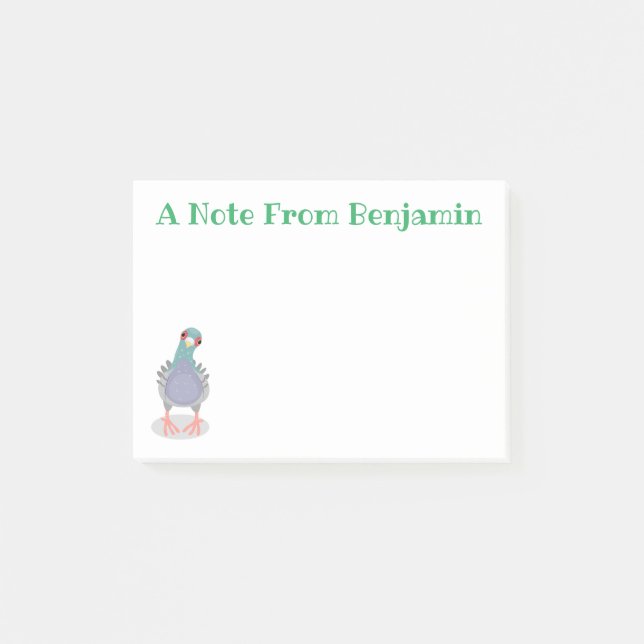 Funny neugierig Taube Cartoon Illustration Post-it Klebezettel (Vorderseite)
