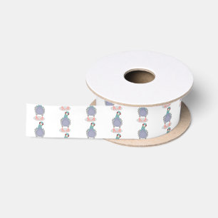 Funny neugierig Taube Cartoon Illustration Satinband