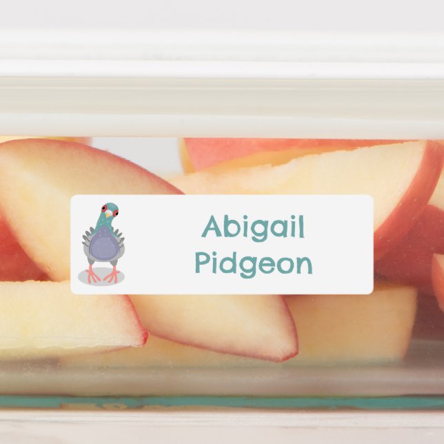 Funny neugierig Taube Cartoon personalisiert Etiketten (Befestigt)