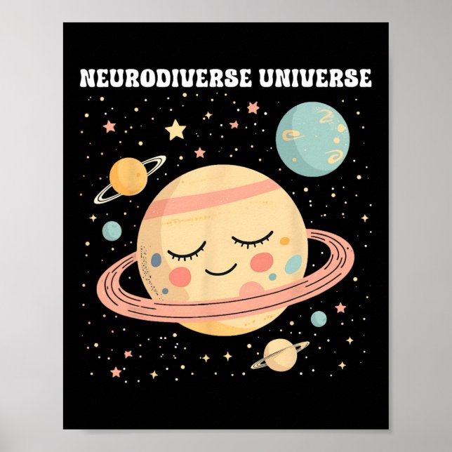 Funny Neurodiverse Universe Spin Teacher Autismus  Poster (Vorne)