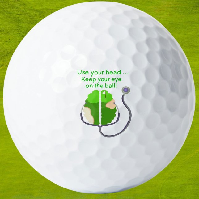 Funny Neurologist Golf Brain mit Stethoscope Golfball (Unique Golf Gift for Doctors, Neurology Students, and Medical Golf Lovers.)