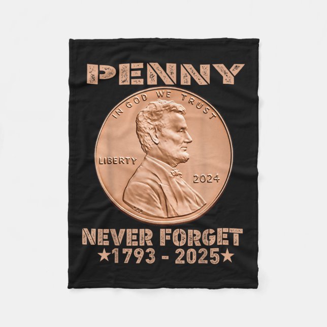 Funny Never Vergiss Penny Coin 1 Cent Retro 2025 _ Fleecedecke (Vorderseite)