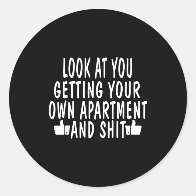 Funny New Apartment House Warming Gift  Runder Aufkleber (Vorderseite)