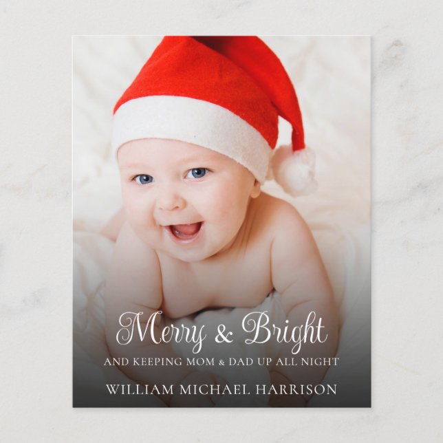 Funny New Baby Announctions Foto Holiday Card (Vorderseite)