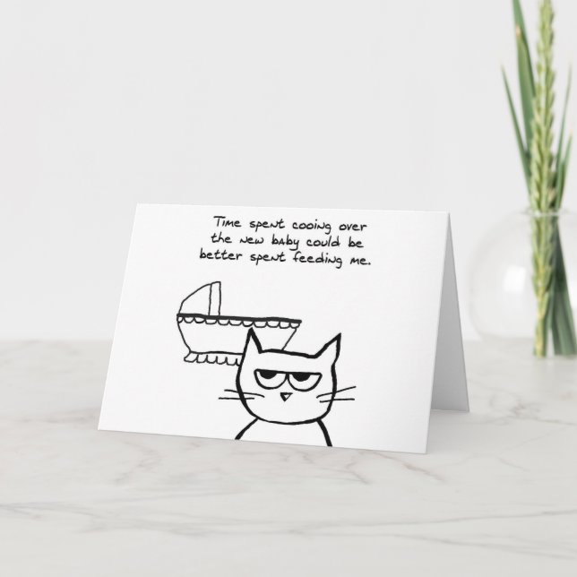 Funny New Baby Card - Die Katze ist nicht glücklic Ankündigung (Vorderseite)
