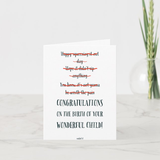 Funny New Baby 'Nailed It' Card Karte (Vorderseite)