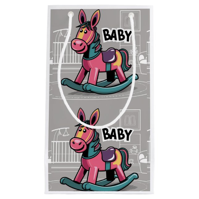 Funny New Baby Rocking Horse Abstrakt Kleine Geschenktüte (Vorderseite)