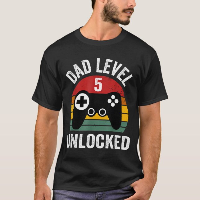 Funny New Dad Shirt Dad Level 5 Unlocked For 5 Kid (Vorderseite)