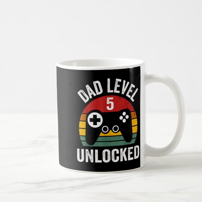 Funny New Dad Shirt Dad Level 5 Unlocked For 5 Kid Kaffeetasse (Rechts)