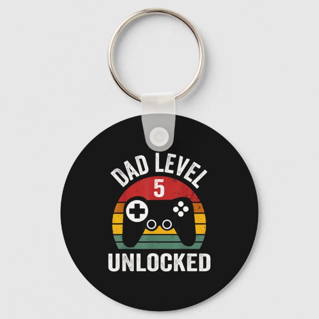 Funny New Dad Shirt Dad Level 5 Unlocked For 5 Kid Schlüsselanhänger (Vorderseite)