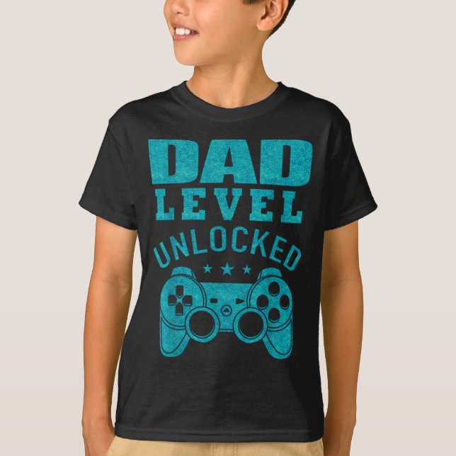 Funny New Dad Shirt Dad Level Unlocked Day Tee Shi (Vorderseite)
