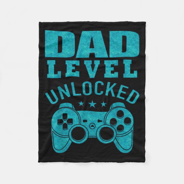 Funny New Dad Shirt Dad Level Unlocked Day Tee Shi Fleecedecke (Vorderseite)