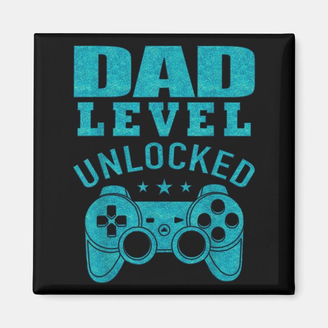 Funny New Dad Shirt Dad Level Unlocked Day Tee Shi Magnet (Vorne)