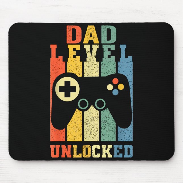 Funny New Dad Shirt Dad Level Unlocked Day Tee Shi Mousepad (Vorne)