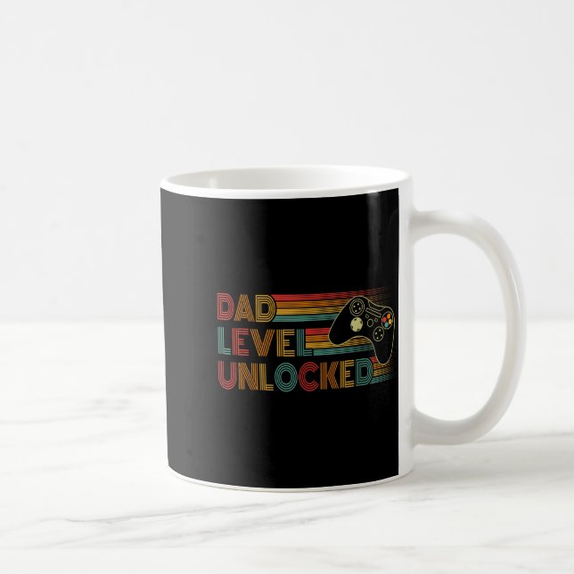 Funny New Dad Shirt Dad Level Unlocked Gaming Game Kaffeetasse (Rechts)