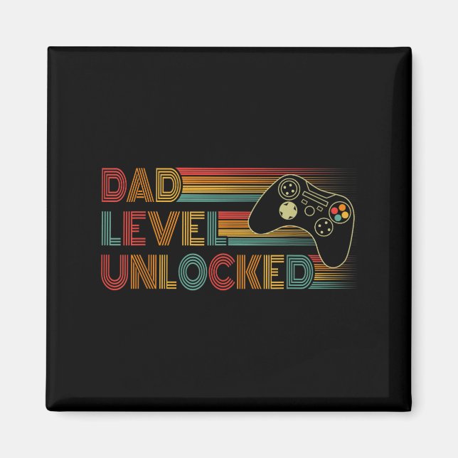 Funny New Dad Shirt Dad Level Unlocked Gaming Game Magnet (Vorne)