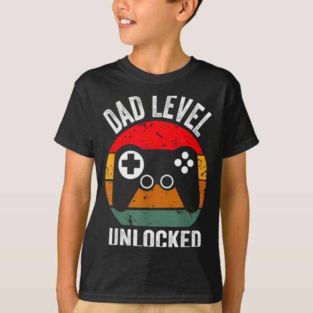 Funny New Dad Shirt Dad Level Unlocked Tee Shirt G (Vorderseite)