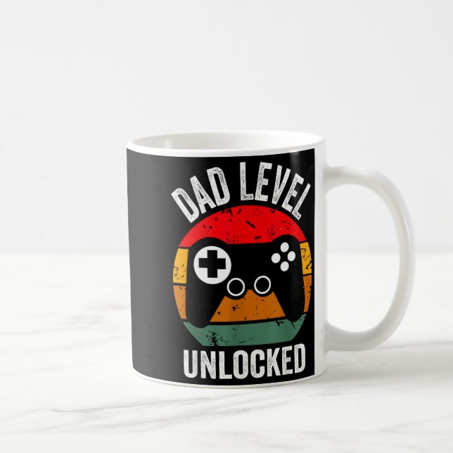 Funny New Dad Shirt Dad Level Unlocked Tee Shirt G Kaffeetasse (Rechts)