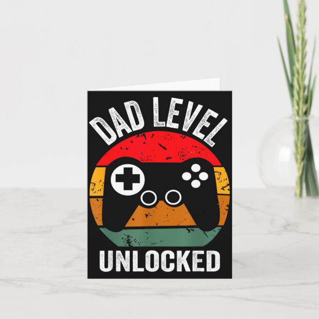 Funny New Dad Shirt Dad Level Unlocked Tee Shirt G Karte (Vorderseite)