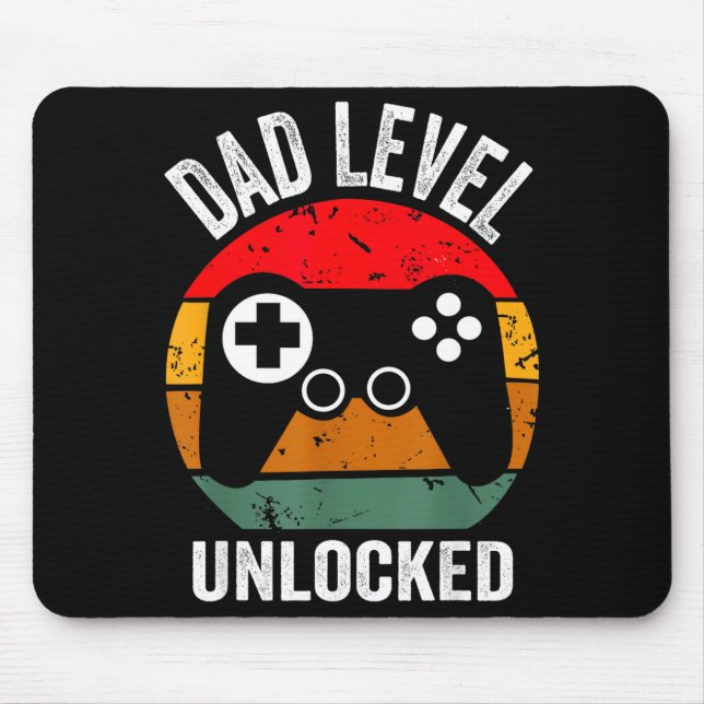 Funny New Dad Shirt Dad Level Unlocked Tee Shirt G Mousepad (Vorne)