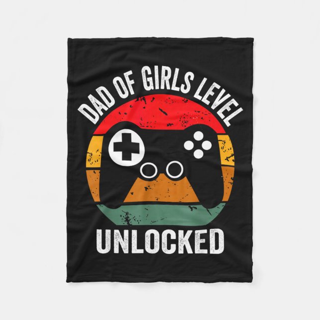 Funny New Dad Shirt Dad Of Girls Level Unlocked Te Fleecedecke (Vorderseite)