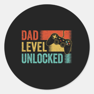Funny New Dad Vathage Day Vater Level Unlocks Gami Runder Aufkleber