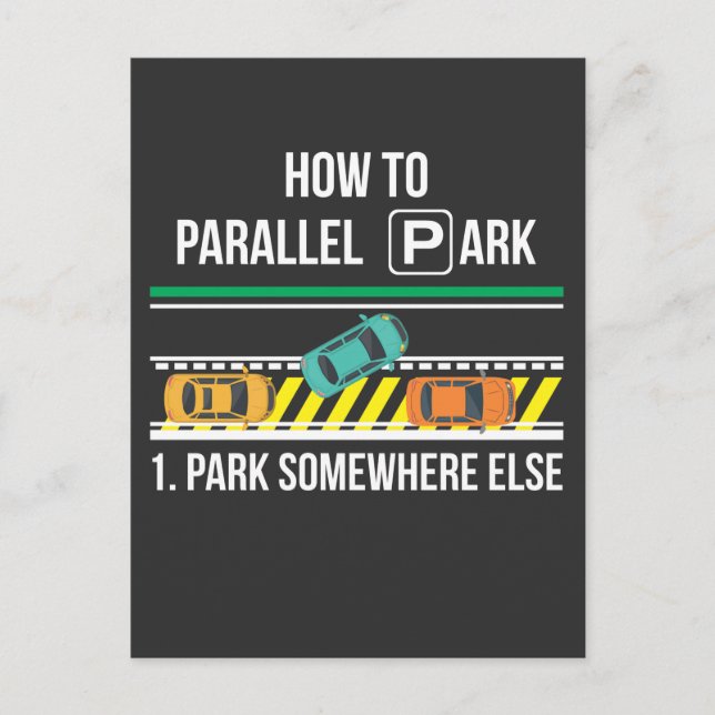 Funny New Driver License Advisor Parallel Park Postkarte (Vorderseite)