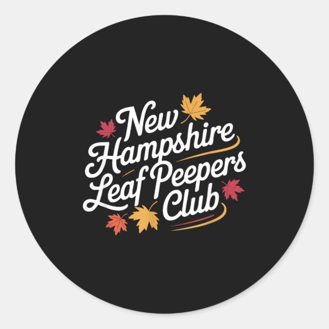 Funny New Hampshire Leaf Er's Club Autumn Fall Lea Runder Aufkleber (Vorderseite)
