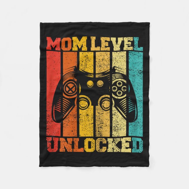 Funny New Mom Level Unlocked Gaming Pregnancy Anno Fleecedecke (Vorderseite)