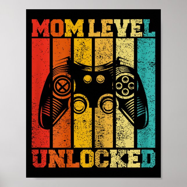 Funny New Mom Level Unlocked Gaming Pregnancy Anno Poster (Vorne)