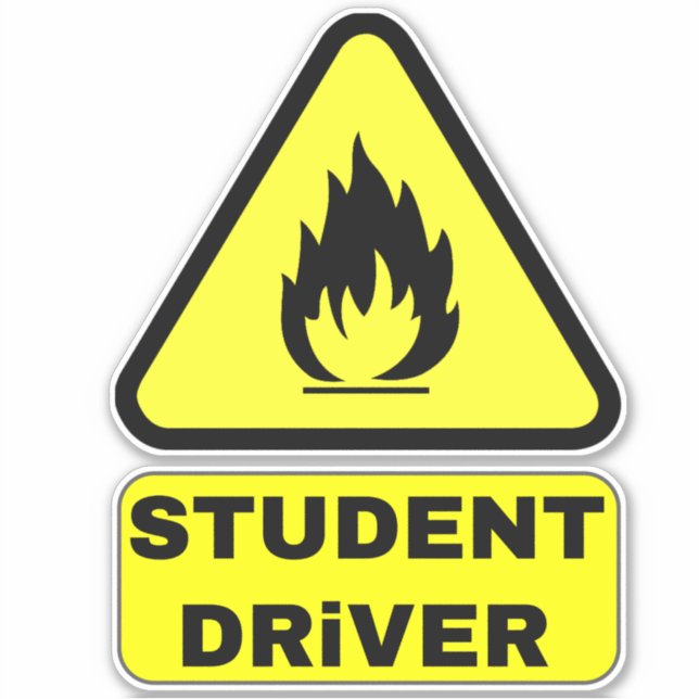 Funny New Student Driver (Caution Teen Drivers) Aufkleber (Vorderseite)