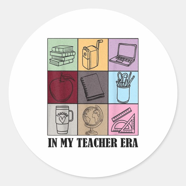 Funny New Teacher Quote In My Teacher Era Cool Tea Runder Aufkleber (Vorderseite)