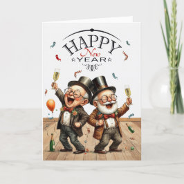 Funny New Year Gay Couple - Vintage Karikaturen Feiertagskarte