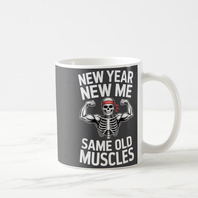 Funny New Year Gym Skeleton Resolution Workout Hum Kaffeetasse (Rechts)
