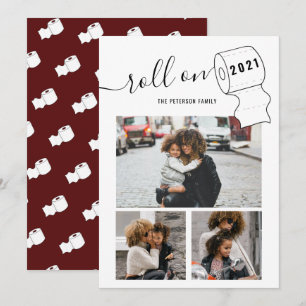 Funny New Year Roll auf Toilettenpapier 3 Foto rot Karte
