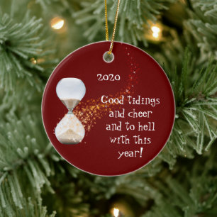 Funny New Years 2021 Zitat Stundenglas Keramik Ornament