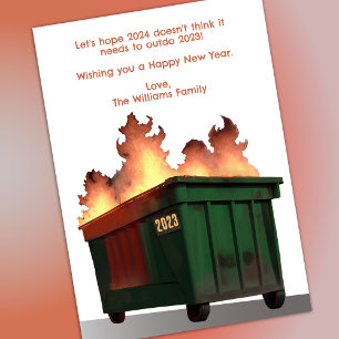 Funny New Years Dumpster Fire Feiertagskarte