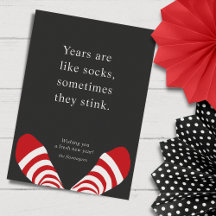 Funny New Years Socks Red Black