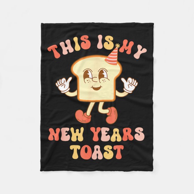 Funny New Year's Toast Bread Pun Retro Hipe  Fleecedecke (Vorderseite)