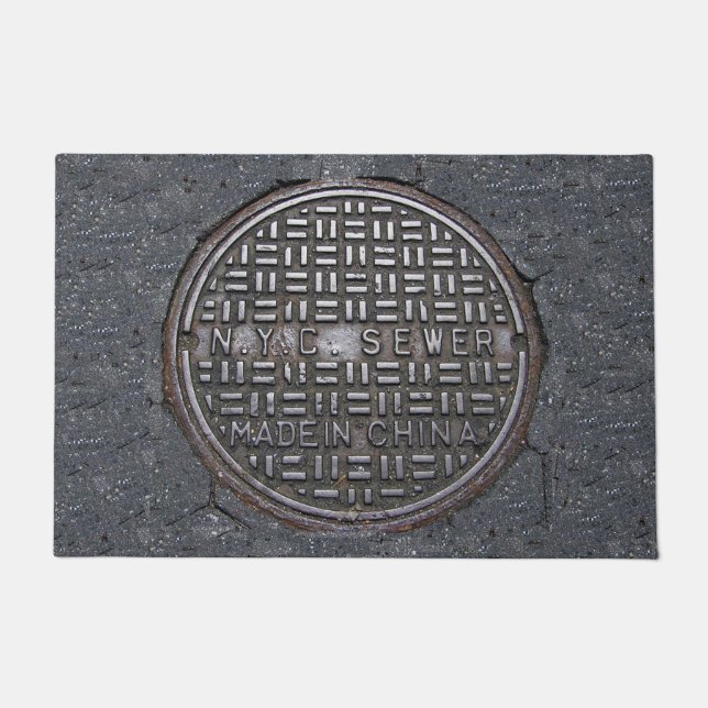 Funny New York City NYC Sewer Cover Novelty Fußmatte (Vorderseite)