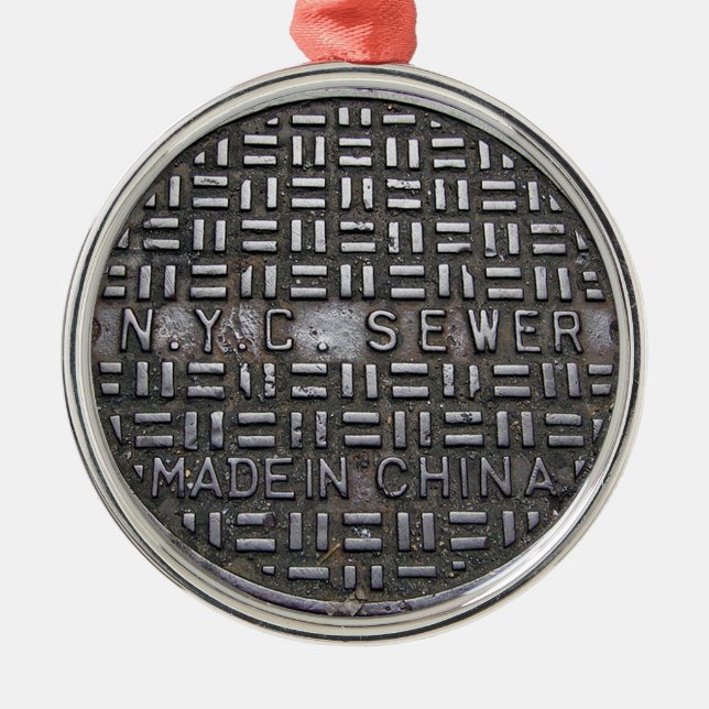 Funny New York City Sewer Humors Novelty Foto Ornament Aus Metall (Vorne)