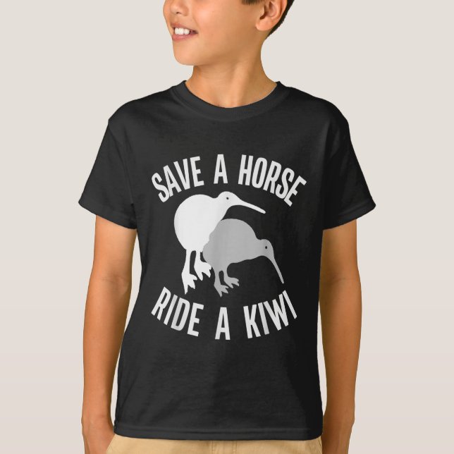 Funny New Zealand Kiwi Meme Quote Save A Horse Rid T-Shirt (Vorderseite)