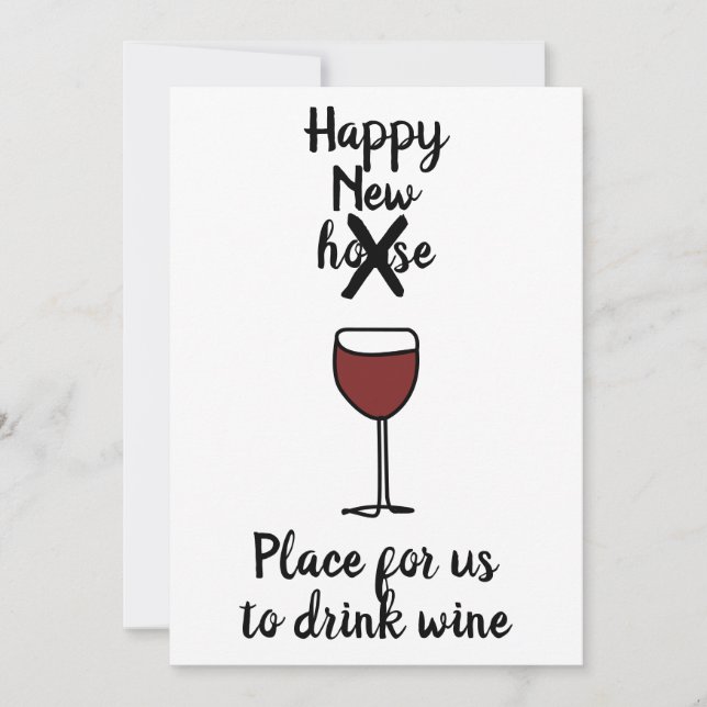 Funny New Zuhause Wine Ankündigung (Vorderseite)