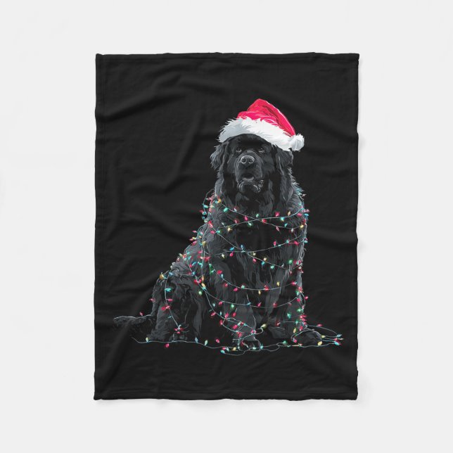 Funny Newfoundland Christmas Graphic Dog Lights Lo Fleecedecke (Vorderseite)