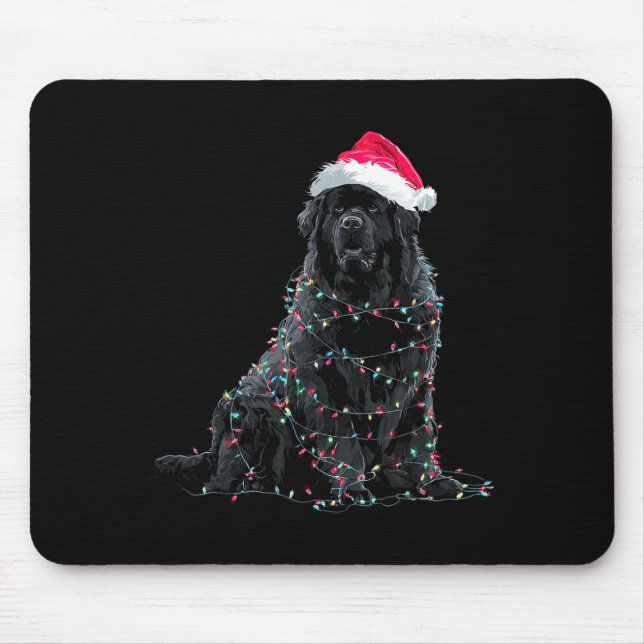 Funny Newfoundland Christmas Graphic Dog Lights Lo Mousepad (Vorne)