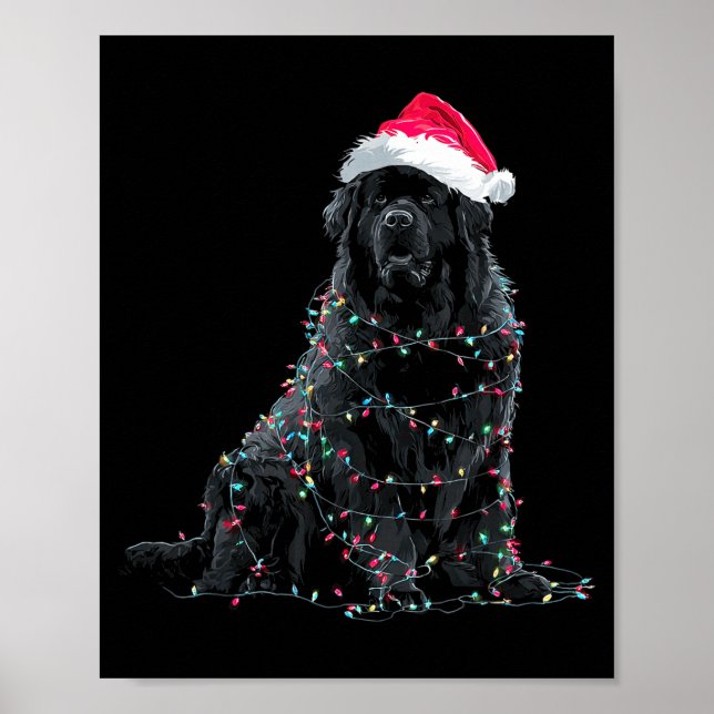Funny Newfoundland Christmas Graphic Dog Lights Lo Poster (Vorne)