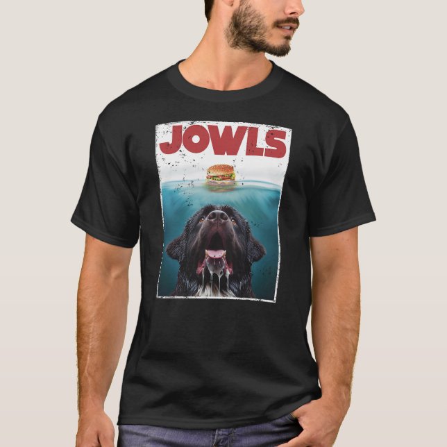Funny Newfoundland Dog, Newfie Lab Jowls Burger, D T-Shirt (Vorderseite)